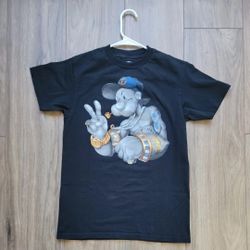 Men's T Shirts - Popeye the Sailor Man Peace Sign Logo - 100% Cotton - Black - S