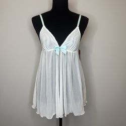 gillian omalley white mesh babydoll teddy lingerie tank vintage