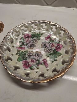 Vintage Porcelain Reticulated Floral Decorative Plate