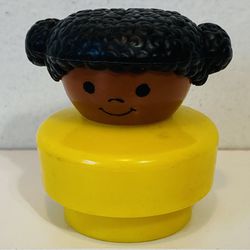 VNTG Fisher-Price Chunky 1990's Little People African-American Girl Yellow Base