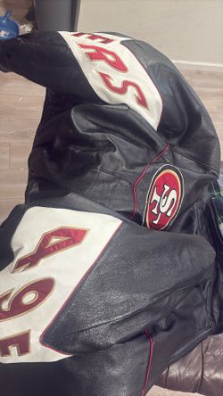 mens pro player brand 49ers heavyweight leather jacket