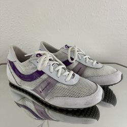 CHAMPION Vintage Y2K 2000s White Purple Leather Mesh Casual Track Sneakers