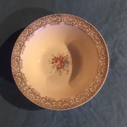 Vintage Diana Flora 22k Gold Trim Bowl