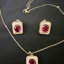 Gold Plated Necklace Earrings 