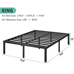 Brand new king size Metal Platform Bed Frame 16”H. Russell/Boulder area. No missing pieces.