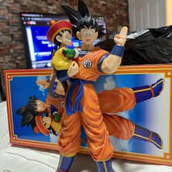 Anime Dragon Ball Z Warrior Father Son Goku Hold Son Gohan Kid Statue GK Figure