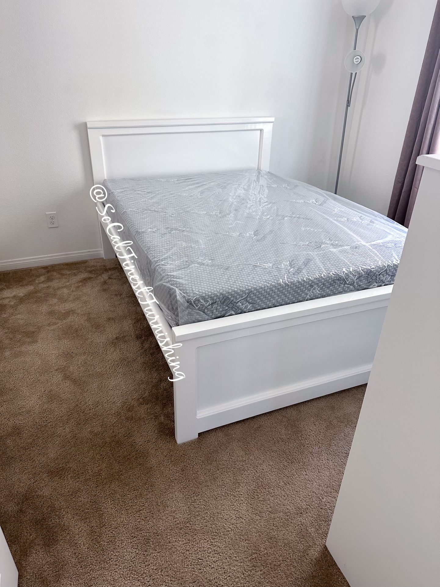 White Full Bed With Memory Foam Mattress Other Colors Available
