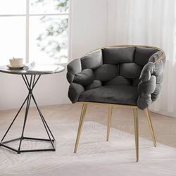 New Luxury modern velvet accent chair with waving seat cushions