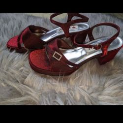 Ankle Strap Heels, Red
