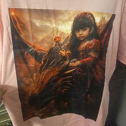 Custom AI "Dragon Queen" Graphic Tee - Pink