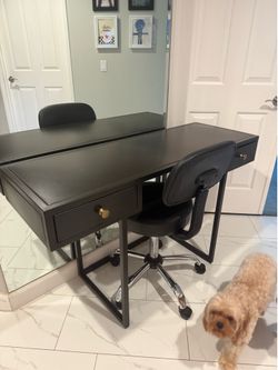 Black metal desk