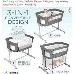 Bassinet Crib play Pen 3 In 1