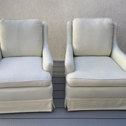 Upholstered Swivel Rocking Chairs - Pair