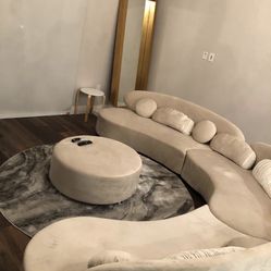 Modular Couch Round Sectional Tan Beige Cream