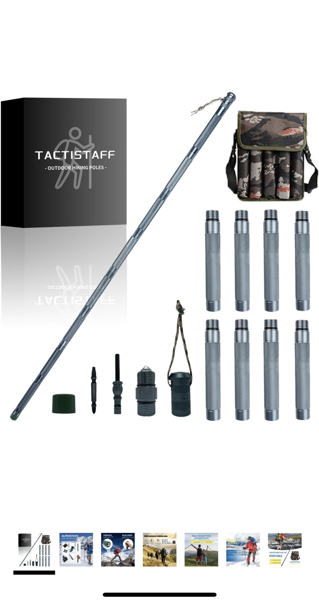 Tactistaff Survival Hiking Stick, Folding Retractable Body Protective Hiking Poles for Outdoor Walking Hiking Camping Nuevo