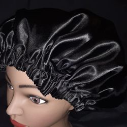 Black satin bonnet