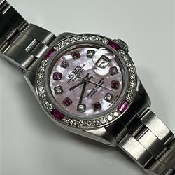 Rolex Watch 26mm Swiss Ruby Pearl Box Papers 10k 14k 18k Coins Silver Gold