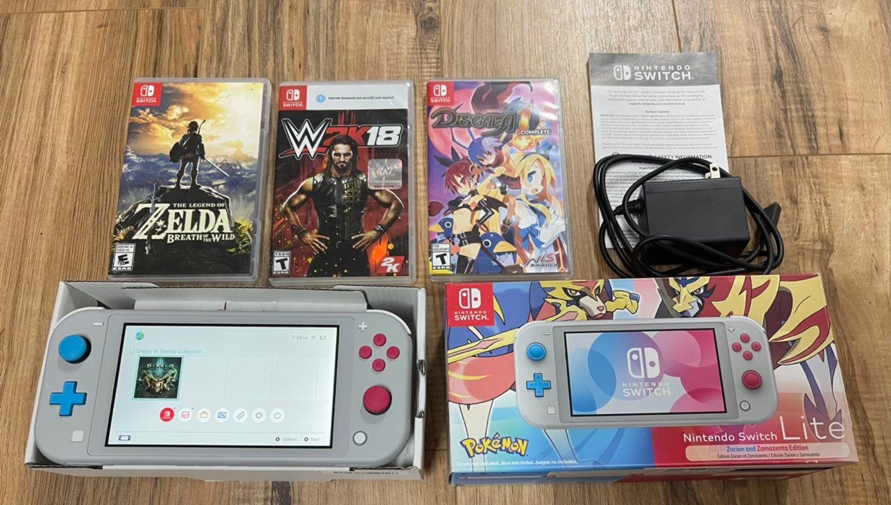 Pokemon Switch Lite Nintendo Bundle 3 games Zelda WWE Disgaea 1