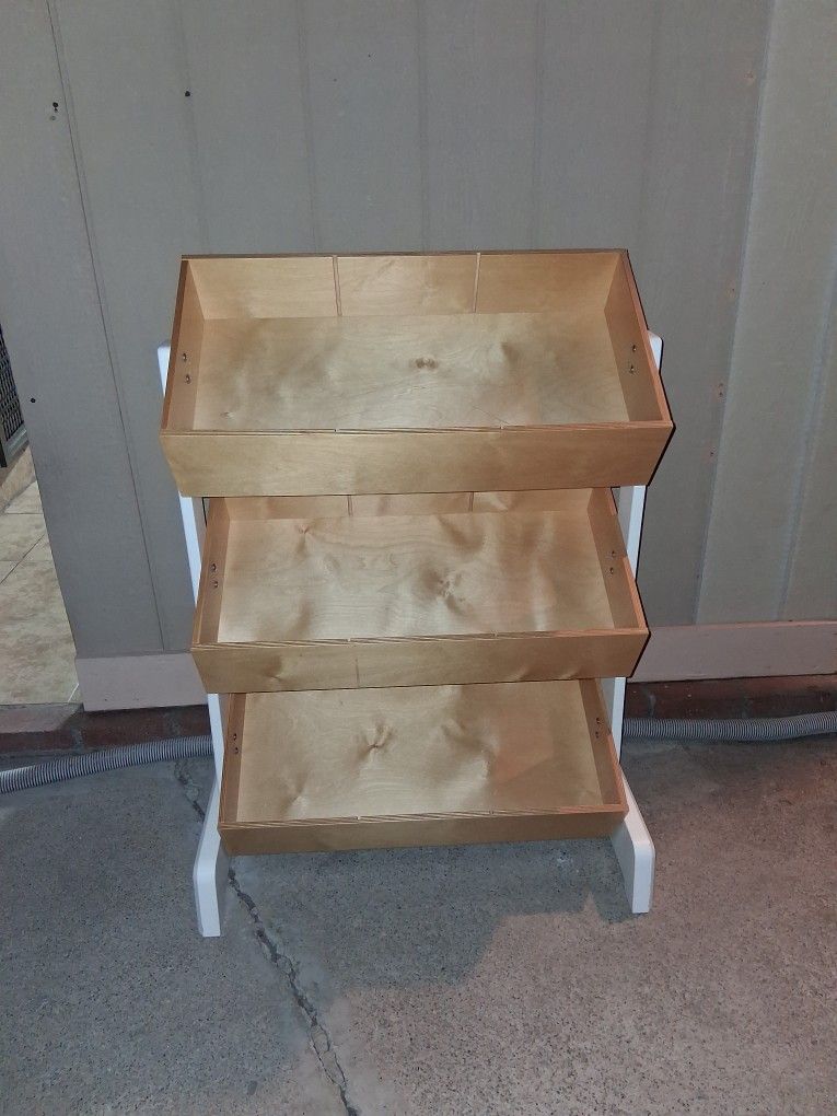 3 Tier Wooden tilt Baskets Stand