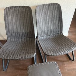 Patio Lounge Chairs Set + FREE Table – Wicker Style Outdoor Chairs