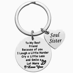 Best Friend , Soul Sister Keychain 