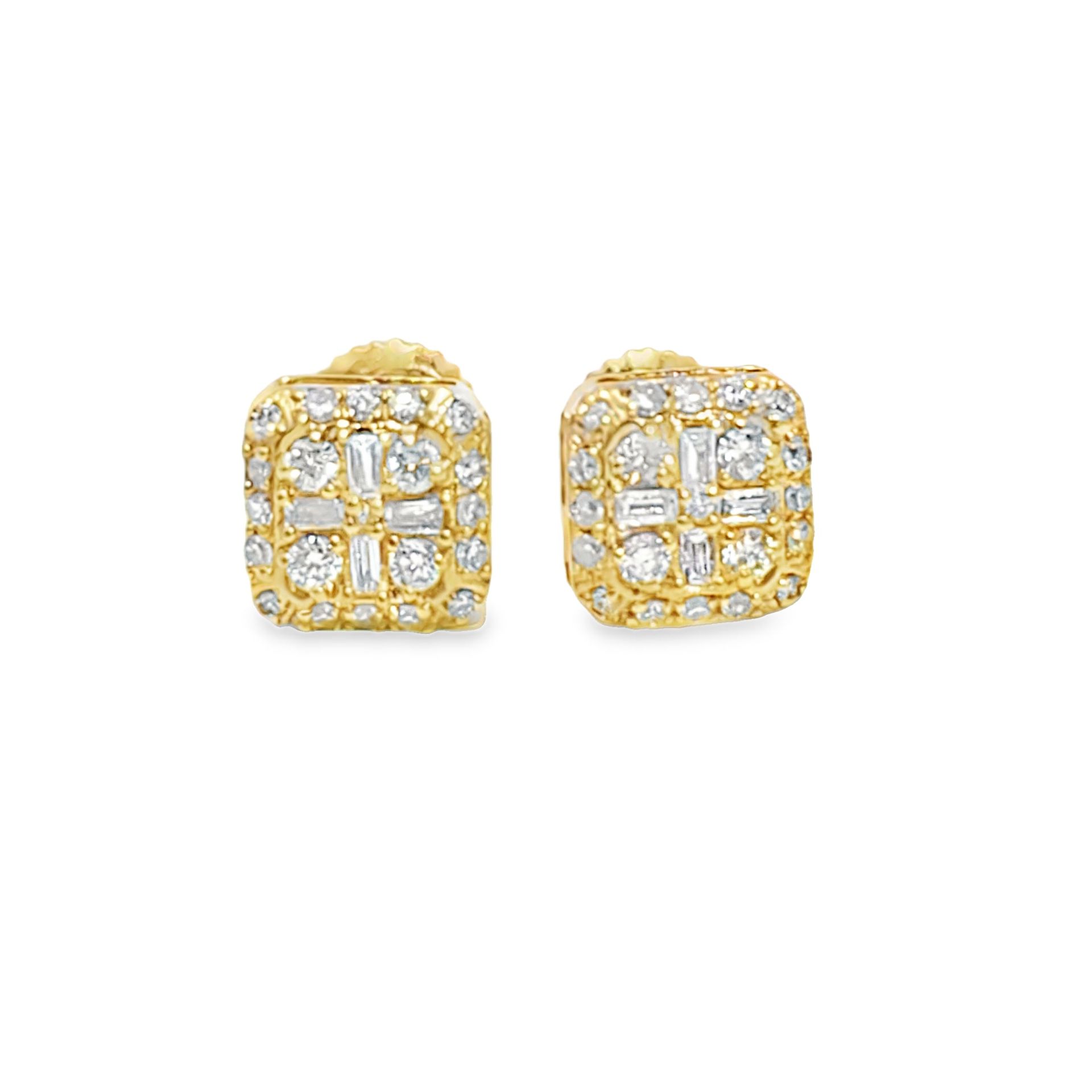 10k Yellow Gold Diamond Square Cut Earrings 0.21 ctw