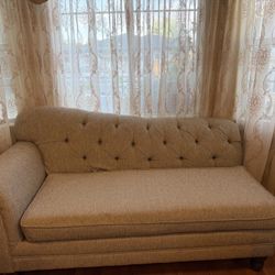 Beige Tufted Sofa / Chaise-Style Settee – $225 OBO