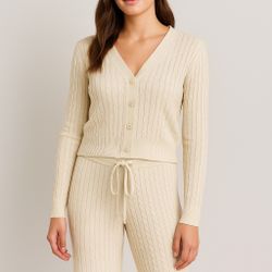 Cream Cable-Knit Lounge Set