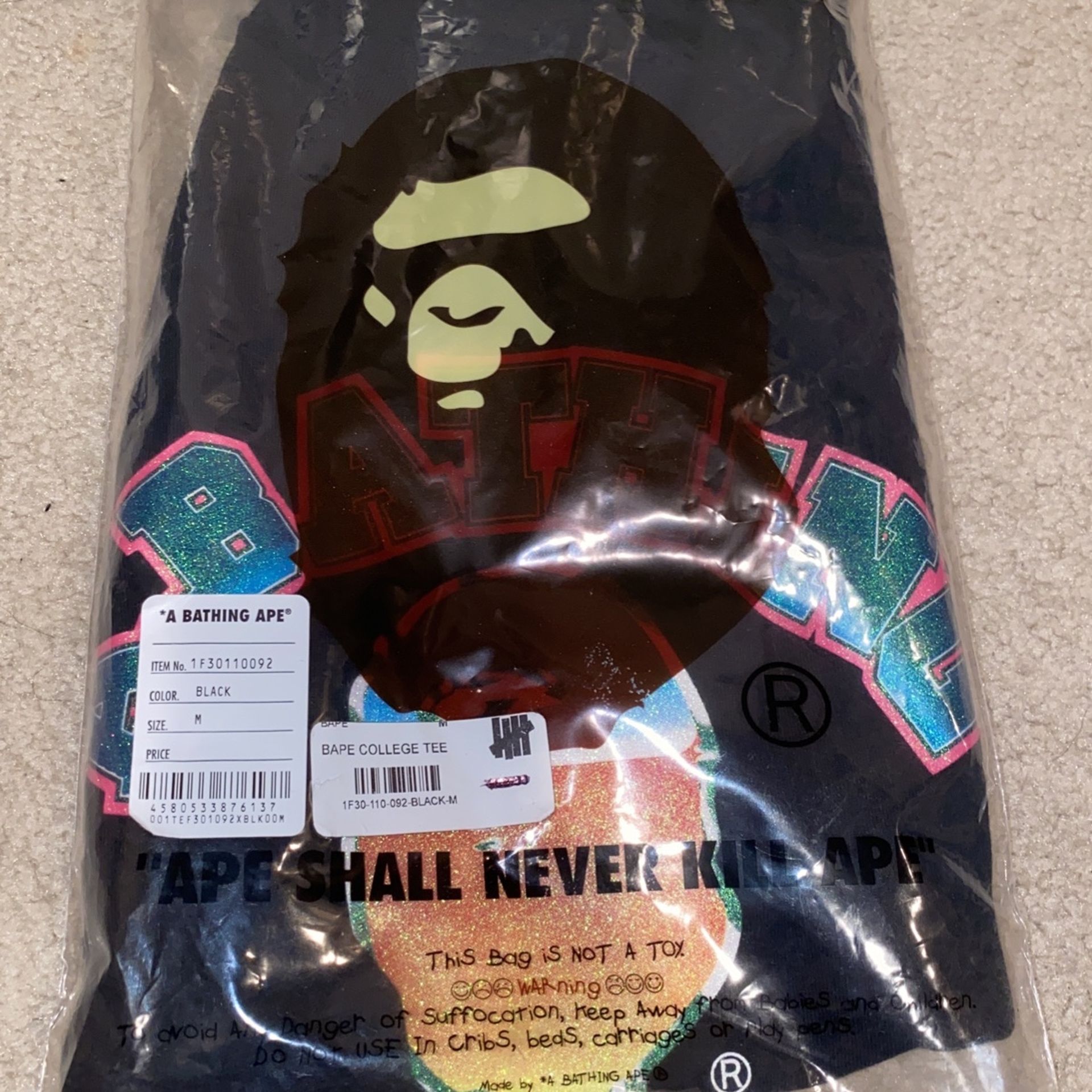 Bape/Undefeated Black College Tee