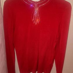 Rhinestone Red Sweater $20