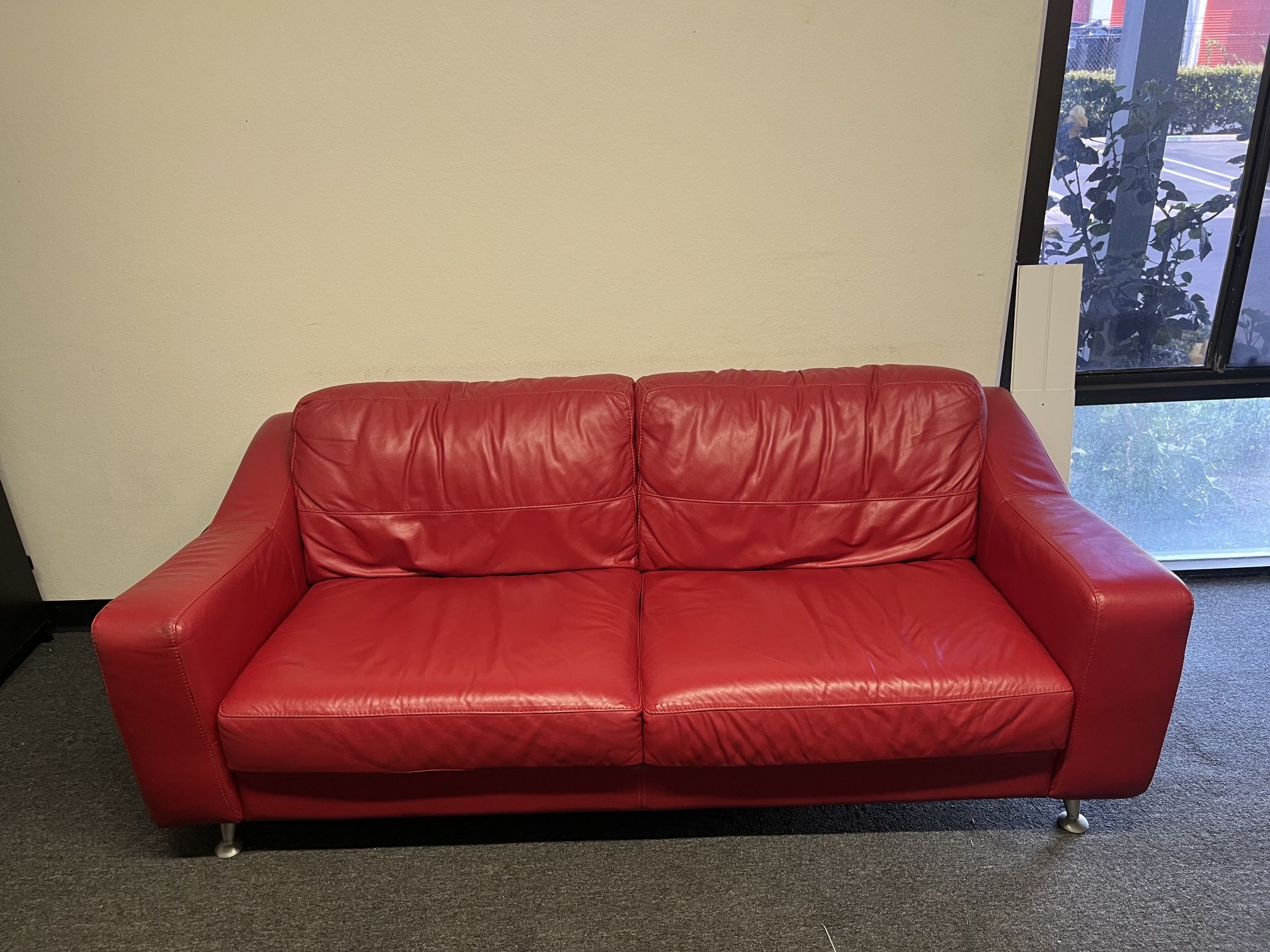 Red Leather Couch Set