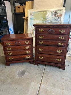 Lea Bedroom Cherry Dresser and Nightstand Set