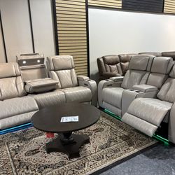 Power Recliner Power Headrest Sofa And Loveseat 