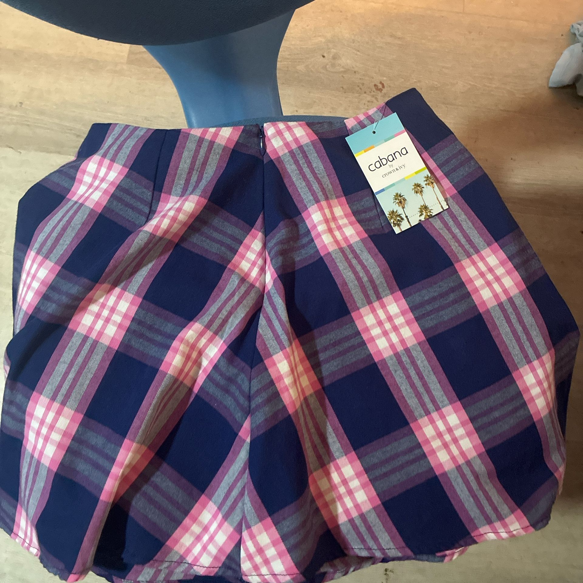 Pink & Blue Plaid Skirt