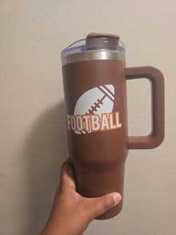 Football Tumbler with Handle and Lid