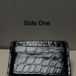 John Allen Woodward Black Glazed American Alligator Leather Cardholder