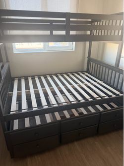 For sale is a three-bed bunk bed!