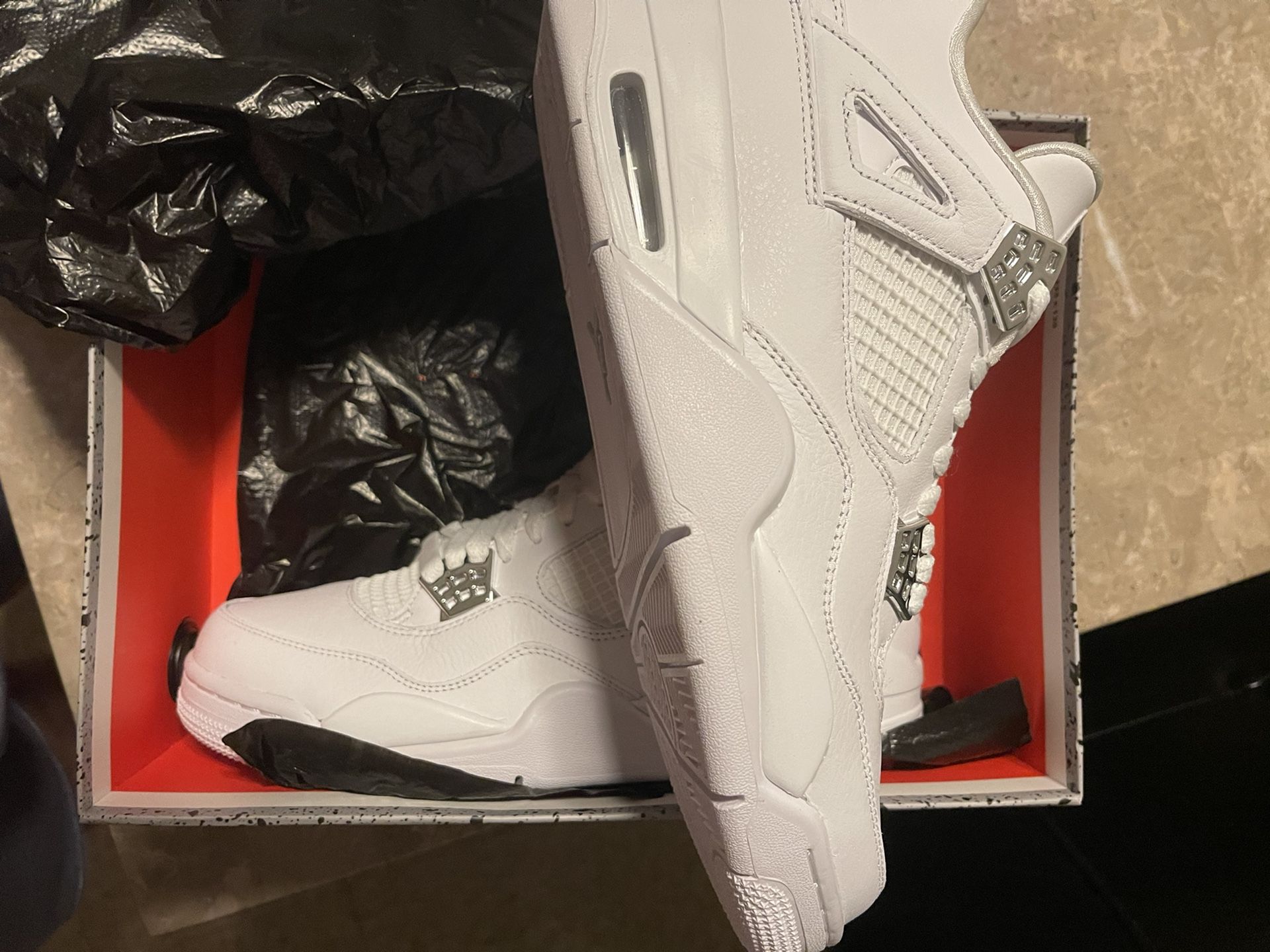 Jordan 4s Pure Money Sz 9.5 All White Dead Stock 100% Authentic