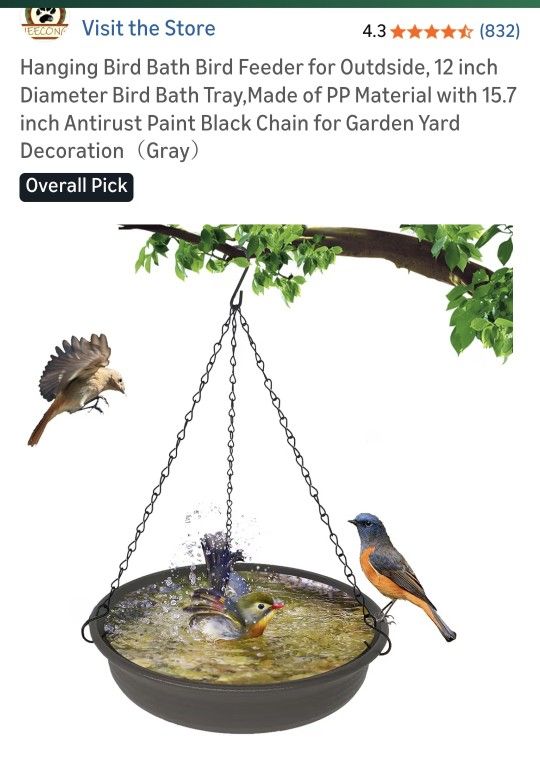 Brand New Hanging Bird Bath
