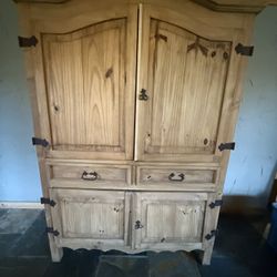 Pine Wood Armoire Hutch