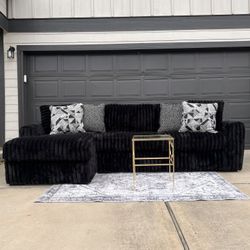 Free Delivery!! Black Corduroy Sectional Couch 2 Piece ($975)