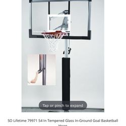 Lifetime 54" Tempered Glass In-Ground Basketball Hoop (Model 79971) never used