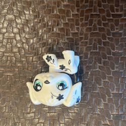 Littlest Pet Shop LPS White Dalmation Puppy Dog Blue Eyes Black Flowers #469