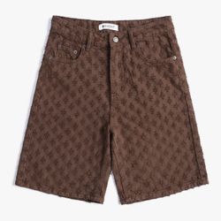 SHION7 Men's Denim Shorts, Relaxed Fit Knee Length Short Pants for Men, Ripped Baggy Half Pant, Streetwear Oversized Shorts