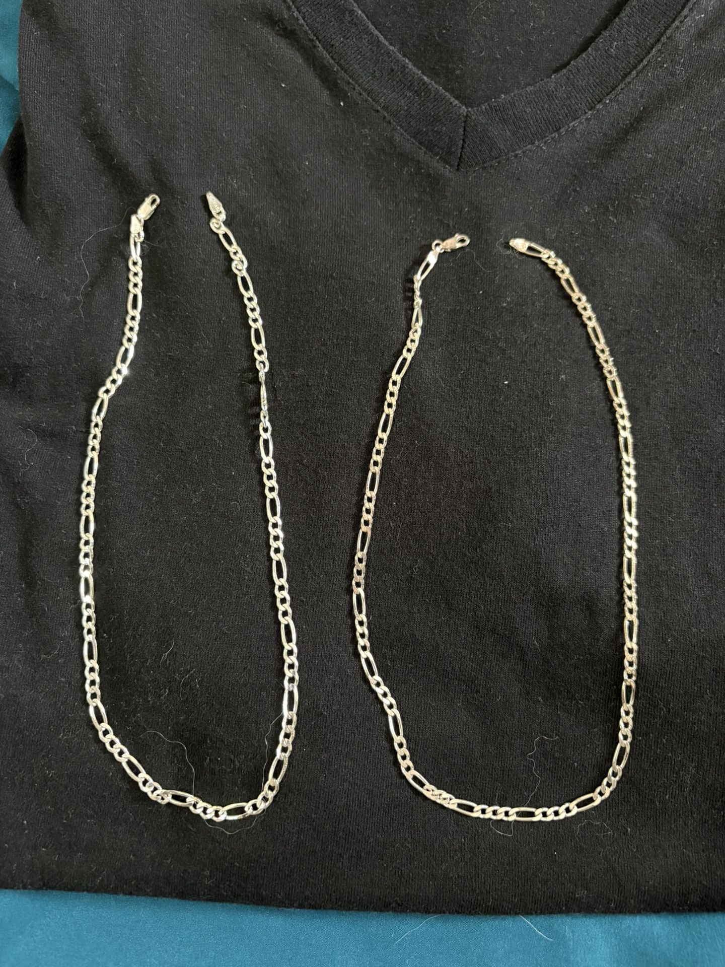 2 Figaro Sterling Silver Necklaces 