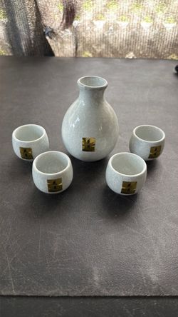 Ceramic Sake Set with 4 Cups