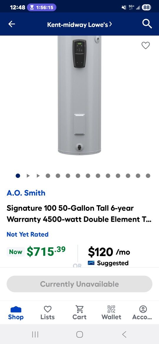 Water Heater Electric 50 Gals