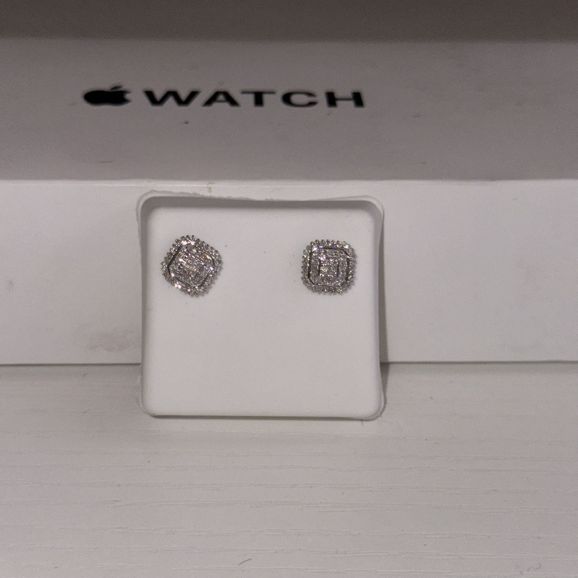 1/5 CTW Diamond Cluster Stud Earrings β 9MM Designer Style, Sterling Silver
