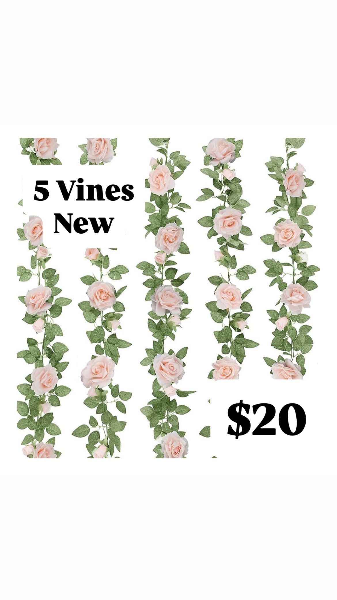 5Pcs 32.5FT Pink Flower Garland Fake Rose Vines for Tea Party Mother's Day Decorations Faux Artificial Floral Garland Hanging Rose Ivy for Baby Shower