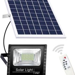 DuBom 100w to 800w 6000K Solar Flood Light Outdoor Remote, IP67 Waterproof Solar Power Security Light Auto On/Off, Dusk to Dawn for Yard, Gazebo, Shed